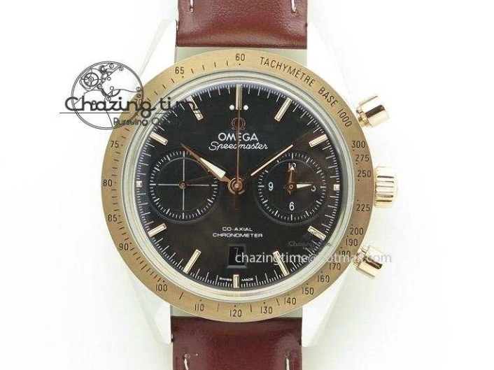 0517 Seamaster Pro Chrono RG Best Edition Black Ceramic Black Dial On RG Bracelet A ComfortFit 8130